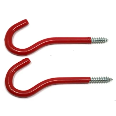 Image of fiXte 2 x Tool Storage Utility Hooks Shed Garage Office Home Wall Mount Plastic Coated 130mm Red