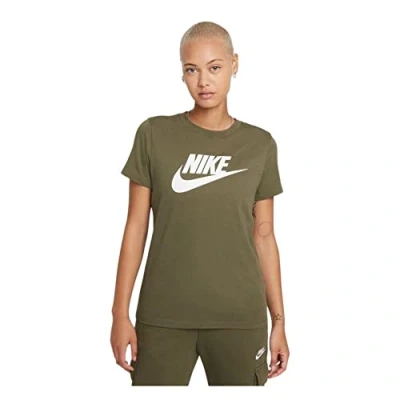 Image of Nike BV6169 W NSW TEE ESSNTL ICON FUTUR T shirt women&#039;s medium olive/white XS