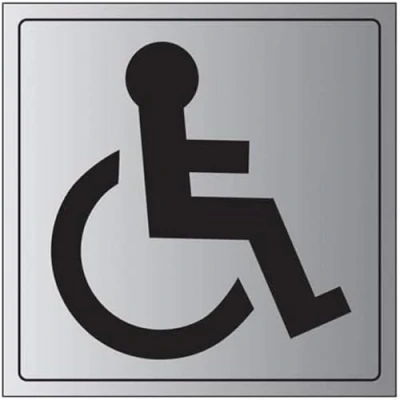Image of V Safety General Door Disabled Toilet Sign 200mm x 3mm Brushed Alu Comp