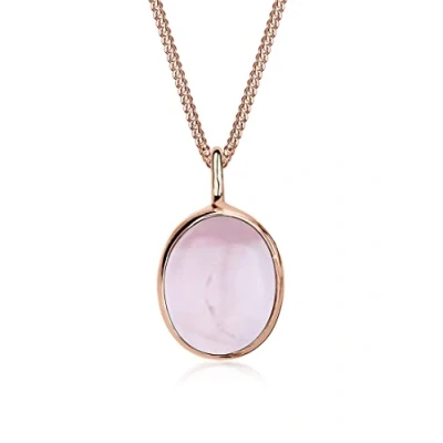 Image of Elli 0112961114_45 Women&#039;s Necklace with Pendant 925 Silver Quartz Pink 45 cm