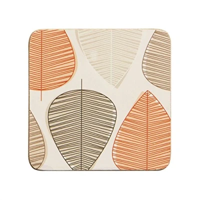 Image of Premier Housewares 1203607 Orange Leaf Coasters Set of 4, H2 x W10 D10cm