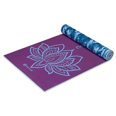 Image of Gaiam Premium Print Reversible Yoga Mat, Purple Lotus, 6mm