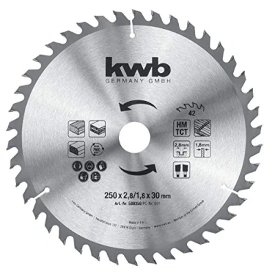 Image of KWB 250 X 30 Builders Circular Saw Blade for Table SAWS, Alternating Tooth Medium CUTS, Z 42 Teeth, MM