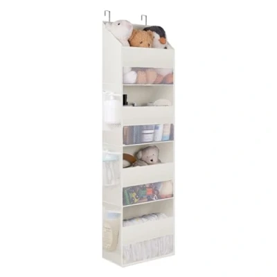 Image of GRANNY SAYS Over the Door Storage Organiser, Pack of 1 Back Organiser 4 Pockets, Large Nursery Hanging for Kids Clothes Baby Wipes Toy, Beige