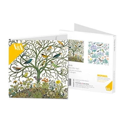 Image of Museums &amp; Galleries Square Set of 8 Art Notecards Wallet V&amp;A Voysey Birds for Him/for Her