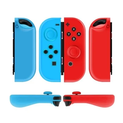Image of TNP Joycon Case for Nintendo Switch Silicone Joy Con &amp; Oled Protective Controller Cover with Thumb Grip Caps (Neon Blue+Red)
