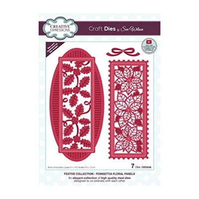 Image of Creative Expressions Sue Wilson Festive Collection Poinsettia Floral Panels Craft, Metal, Largest die 8.1 x 16.8 cm