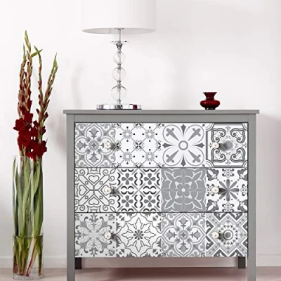 Image of Ambiance Sticker Self Adhesive Furniture and Tables Tile Stickers for Kitchen Living Room Decoration Liberta Pack of 24 10 x cm
