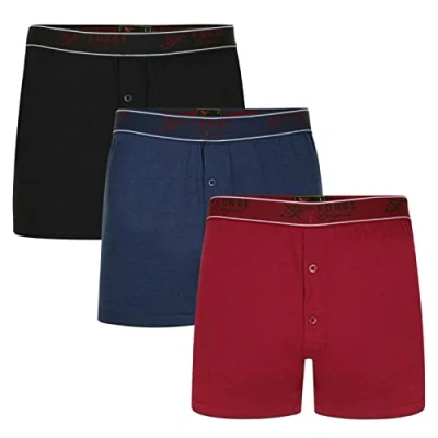 Image of Forge Men&#039;s Big Plus Size 3 Pack Boxer Shorts Wine Navy and Black Colour 2XL