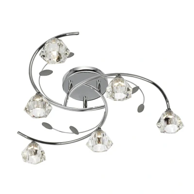 Image of Searchlight Sierra 6 Ceiling light in chrome (sculptured glass, 2636 6CC)