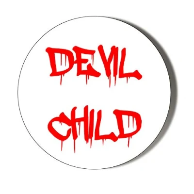 Image of Gift Insanity HUMOUR DEVIL CHILD RED ON WHITE Extra Large 77mm Badge