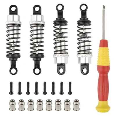 Image of Pxyelec RC Car Parts Assembled Replacement A949 55 Silver Aluminum Shock Absorber for 1/18 WLtoys A959 A969 A979 K929, Pack of 4