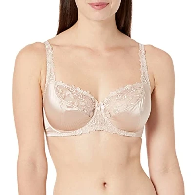 Image of Fantasie Women&#039;s Belle Floral Lace Balcony Bra with Underwire Demi, Sheer, Natural Beige, 32E