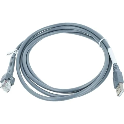 Image of vhbw Data Cable USB 2.0 plug to RJ45 compatible with Datalogic Gryphon GD4400 2D, GM4100 Barcode Scanner Cable, 2 m Grey