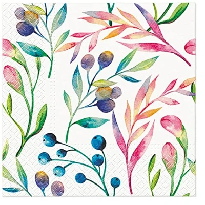 Image of 3Ply Flowery Tissue Paper Napkins Serviettes for Decoupage 33cm x Pack of 20 (Multicolored Flowers)