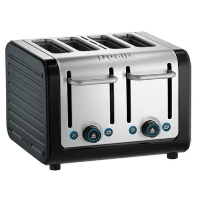 Image of Dualit Architect 4 Slot Black Body With Metallic Charcoal Panel Toaster