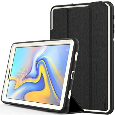 Image of TECHGEAR D FENCE Case fits Samsung Galaxy Tab A 10.5&quot; (SM T590 Series) Slimline Shock Proof Tough Rugged Protective Armour Smart + Stand Kids Schools Builders Workman [Black/Grey]