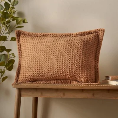 Image of Pineapple Elephant Jaipur Chunky Waffle Cotton 30x50cm Cushion Caramel