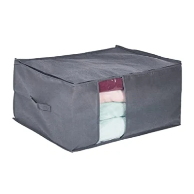 Image of Relaxdays Storage Bag with Zip Closure Bedding and Clothes Underbed 30 x 60 45 cm Grey