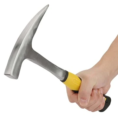 Image of Oumefar Geological Hammer, Brick Hammer Double Head Flat Mouth Exploration Rock Pick Fossil with Pointed Tip for Geologists Quarry Workers (Small)