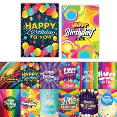 Image of Papa Prints 12 x Pack of Birthday Cards Multipack (148 105 mm) Card Mixed with Envelopes Greetings
