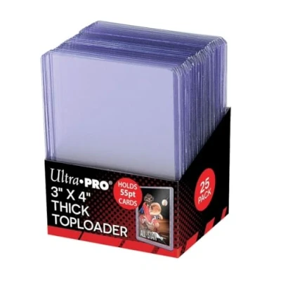 Image of Ultra Pro 4 55pt Top Loaders 25 Toploaders Per Pack (100 Total) Thick Action Packed Baseball, Football, Basketball, Hockey, Gaming
