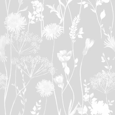 Image of Meadowsweet Floral Grey Wallpaper Naturistic Botanical Petals Flowers Trendy Stylish Feature Wall