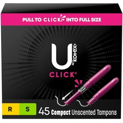 Image of U by Kotex Click Compact Multipack Tampons, Regular/Super Absorbency, Unscented, 45 Count