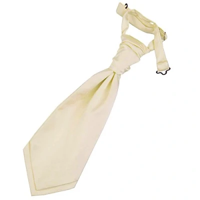 Image of DQT Plain Satin Wedding Pre Tied Scrunchie Cravat Tie for Boys Champagne