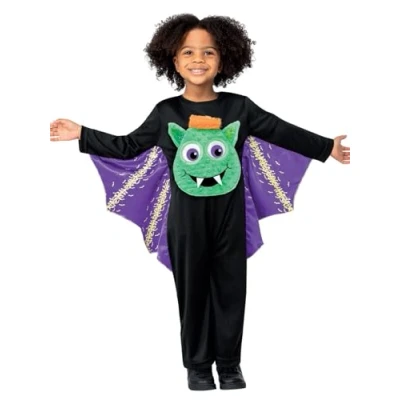 Image of Smiffys Googly Eyed Bat Costume All in One with Moving Eyes, Halloween Child Fancy Dress, Dress Up Costumes