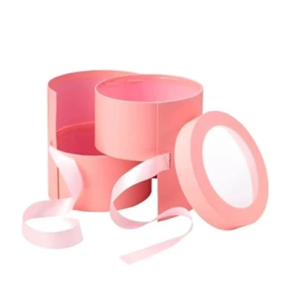 Image of Oasis PINK FLOWER HAT GIFT SPLIT BOX ROUND SHAPE LINED VALENTINES