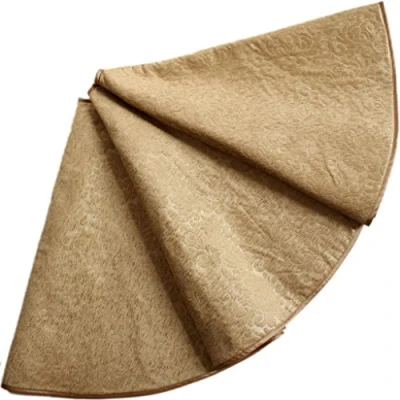 Image of SORRENTO Delxue Plain Velvet Centre, Heat Border, with Taffta Back Christmas Tree Skirt (Gold, 35&quot; 36&quot;)