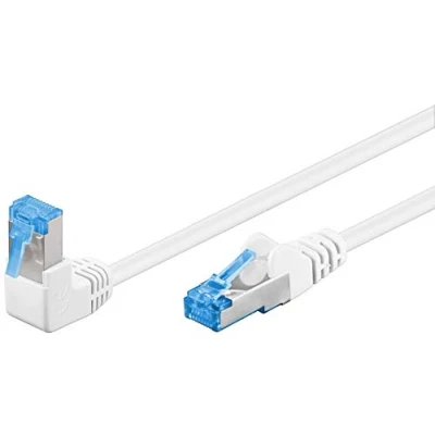 Image of goobay 2 Metres White CAT 6A Patch Cable High Speed 90 Degree Male Network Ethernet Playstation Xbox DSL PimF RJ45 Plug 51565