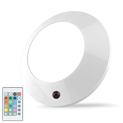 Image of HONWELL Battery Operated LED Ceiling Light, Colour Changing Light with Remote Control, Wireless for Hallway Closet Shower Shed Corridor Bedroom Bathroom Mood Lighting, 5 Inch