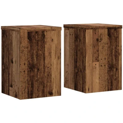 Image of vidaXL Plant Stands 2 pcs Old Wood 20x20x30 cm Engineered