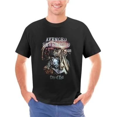 Image of RTRTRwtuW Avenged Sevenfold City Of Evil Graphic T shirt Reprint Digital LNH6680 Black