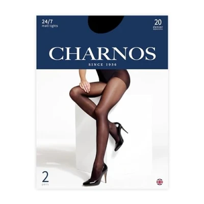 Image of Women&#039;s 2 Pair Charnos 20 Denier Tights Black Large