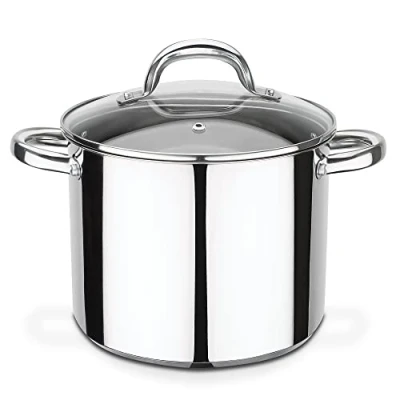 Image of GSW 990196 Montreal vegetable pot with glass lid, stainless steel, silver, 22 cm, 6.8 liters, 31x x 18 cm