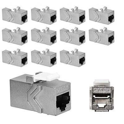 Image of kwmobile CAT6A Network Cable Coupler (Pack of 12) Shielded Keystone Module Jacks Extension for RJ45 and Cat 6A Ethernet Cables