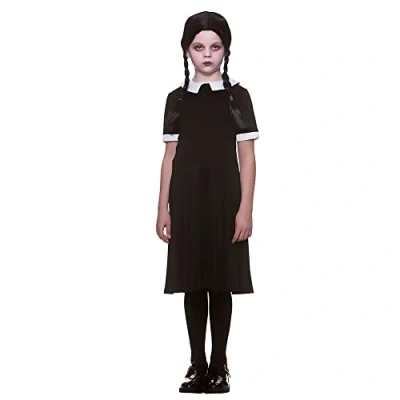 Image of Girls Creepy School Girl Fancy Dress Costume with Wig Medium (5 7 Years)