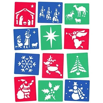 Image of Lexicon Select Pack of 12 Washable Christmas Stencils with Hints &amp; Tips for use