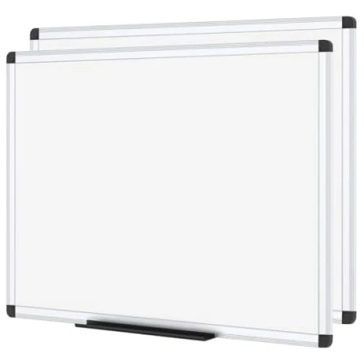 Image of VIZ PRO Drywipe Whiteboard 90 x 60 cm, 2 Pack, Dry Erase White Board with Silver Aluminium Frame and Pen Tray