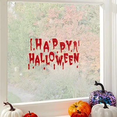 Image of Amscan 9912252 Happy Bloody Halloween Gel Cling Window Decoration 12 Pieces