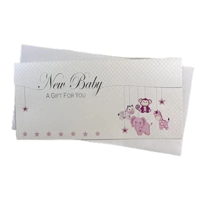 Image of MONEY WALLET New Baby, A Gift For You PINK TOYS Handmade by White Cotton Cards (WBW19)
