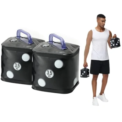 Image of DEIRIS Travel Dumbbells, Water Filled Dumbbells Set, Fitness Exercise Dice 7 KG/pair, Portable Equipment, Fun for Strength Training, Core Training