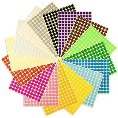 Image of Dot Stickers,16 Sheet 6mm Round Coloured Dots Sticky 6120 Circle Labels Coding Stickers for Office School Calendars Map Art Craft