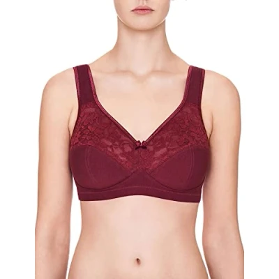 Image of Susa Women&#039;s Baumwoll BH Basic Bra, rubyred/Twilight, 38DD