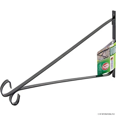 Image of Set of 4 Hanging Basket Bracket 15&quot; Decoration Hook Flowers Garden Wall Mount
