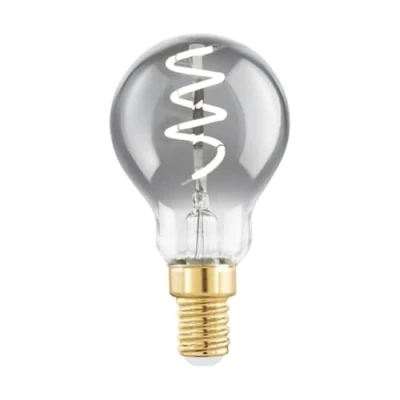 Image of EGLO Dimmable E14 LED, vintage spiral filament light bulb, Edison lamp for retro lighting, 4 watt, 100 lumen, warm white glow, black transparent, 2000k, P45, Ø 1.8&quot;