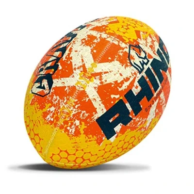 Image of Rhino Graffiti Rugby Ball (Orange Yellow, 5)